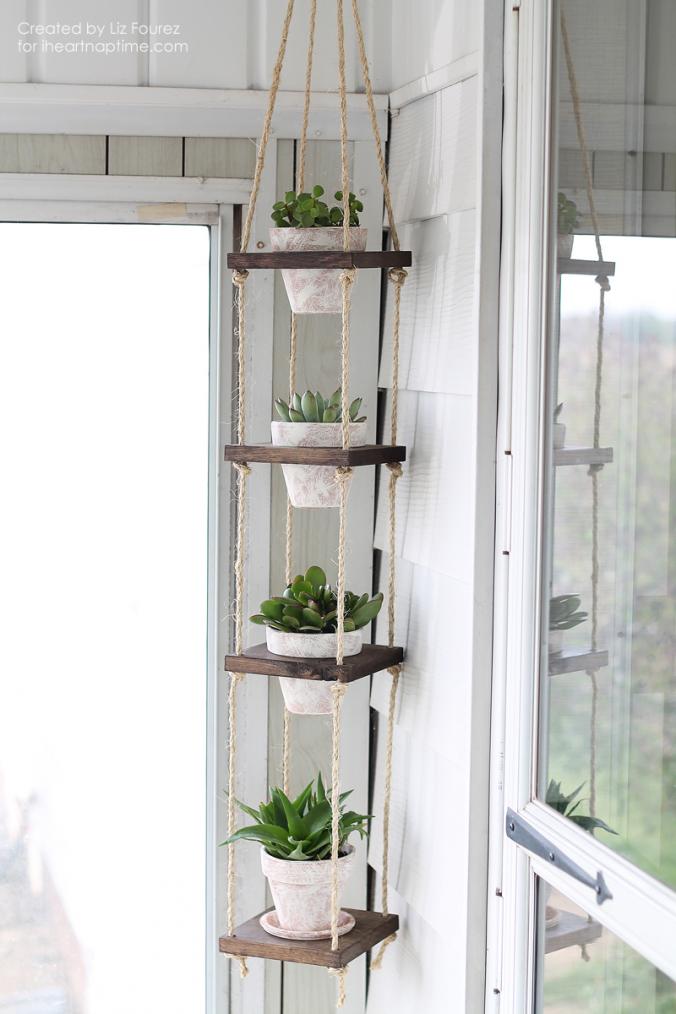 DIY Vertical Plant Hanger on iheartnaptime.com