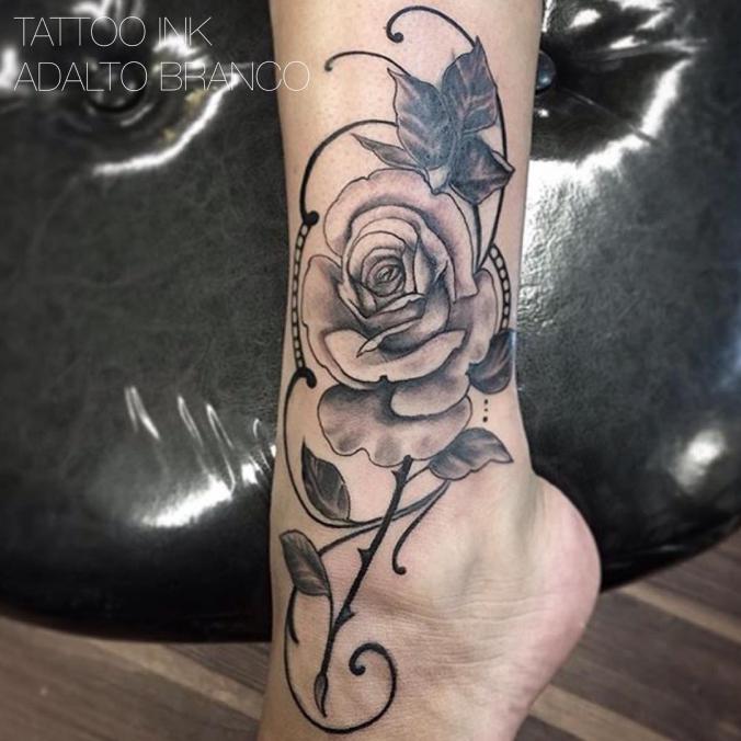 Rose ankle tattoo