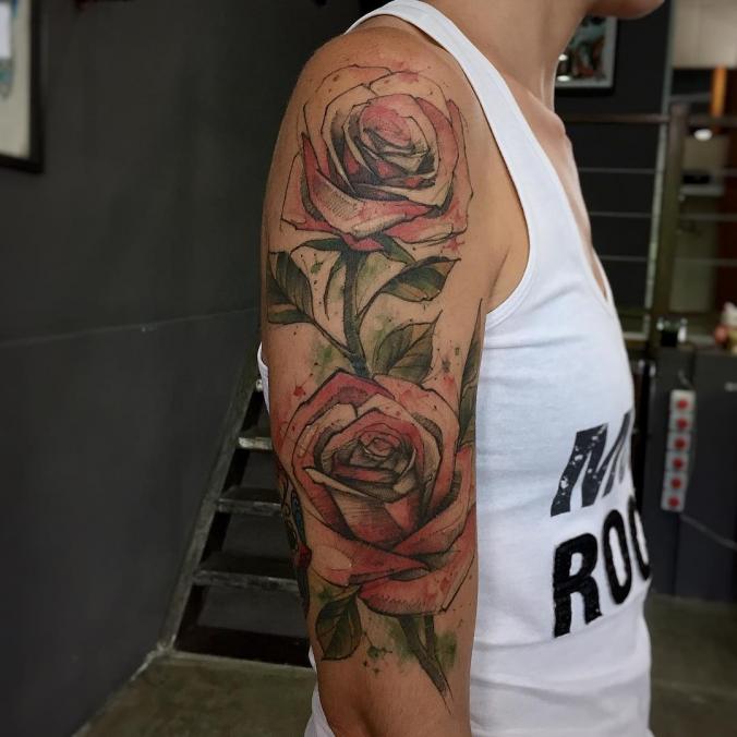 Rose sleeve tattoo