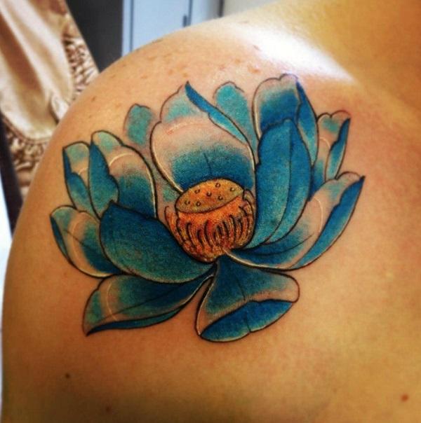 A blossoming blue lotus flower. The lotus is drawn as a single flower that is drawn in full bloom. It is standing on its own and looks to de...