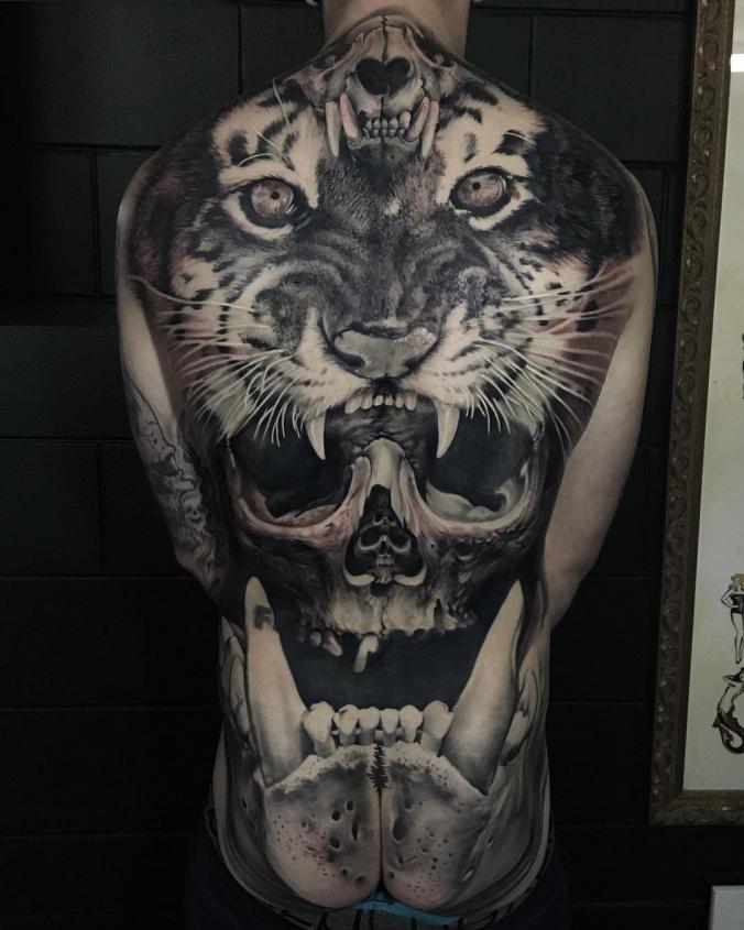 Tiger full back tattoo