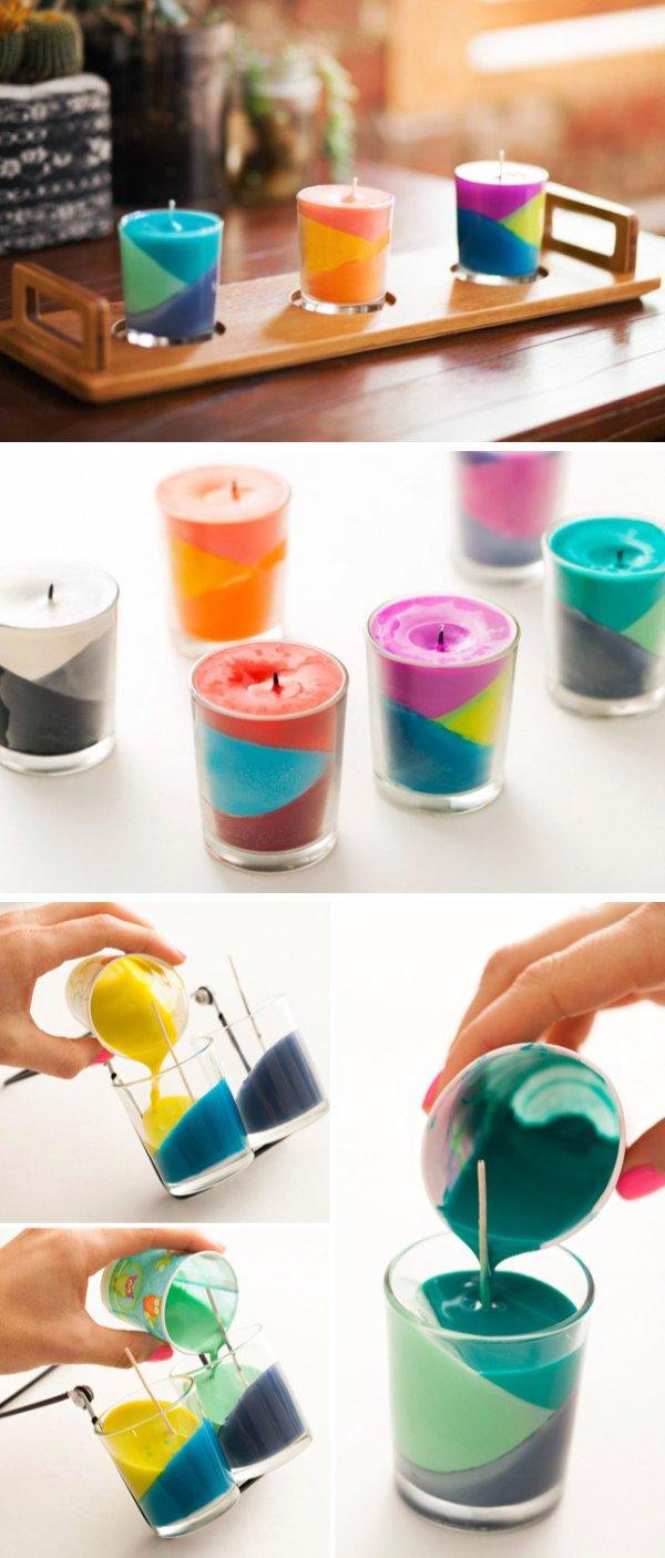 Color Block Crayon Candles. Using old crayons on hand to create this lovely and fun block candles for your home. You can ask your kids to he...