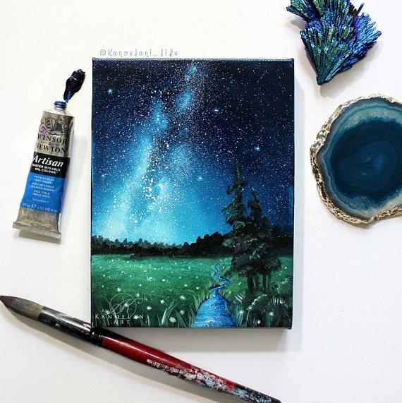 Landscape Painting Milky Way Space Art Oil Painting