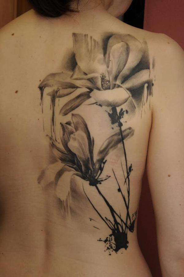 flower back tattoo