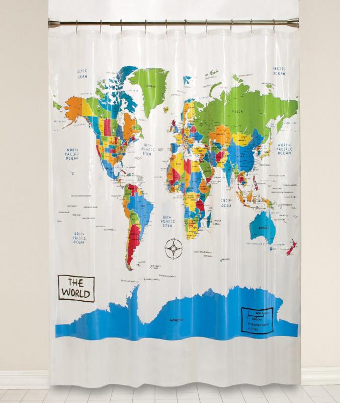 Display a World Map in the Bathroom