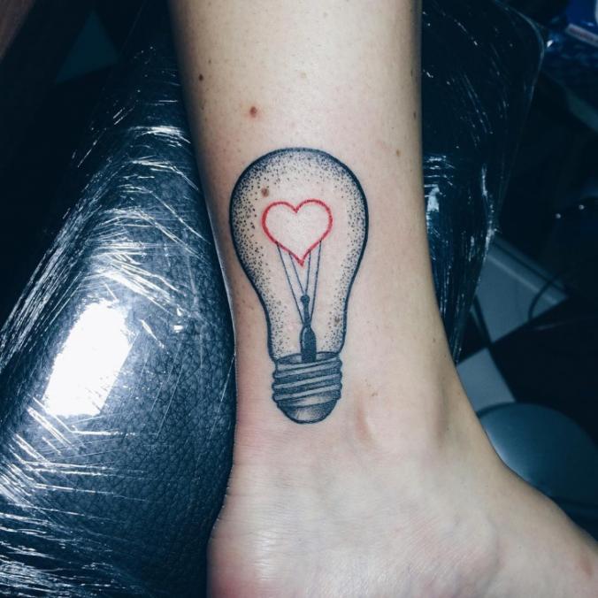 Light Bulb Ankle Tattoo