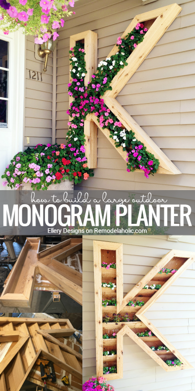 This extra large monogram planter will add some beautiful color to your front walkway! Built with cedar to withstand watering and weathering...