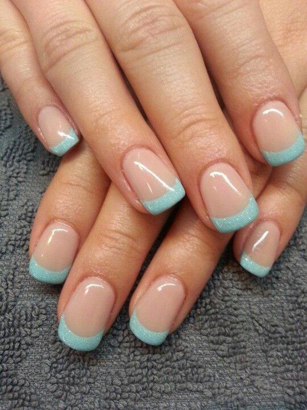Baby blue and glitter inspired #Frenchmanicure