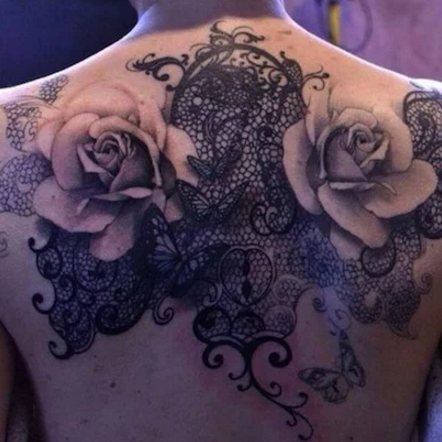 Lace tattoo on the back
