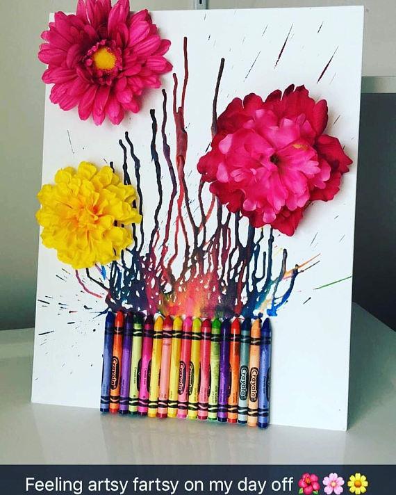 Custom Crayon Creation (Flower Canvas)