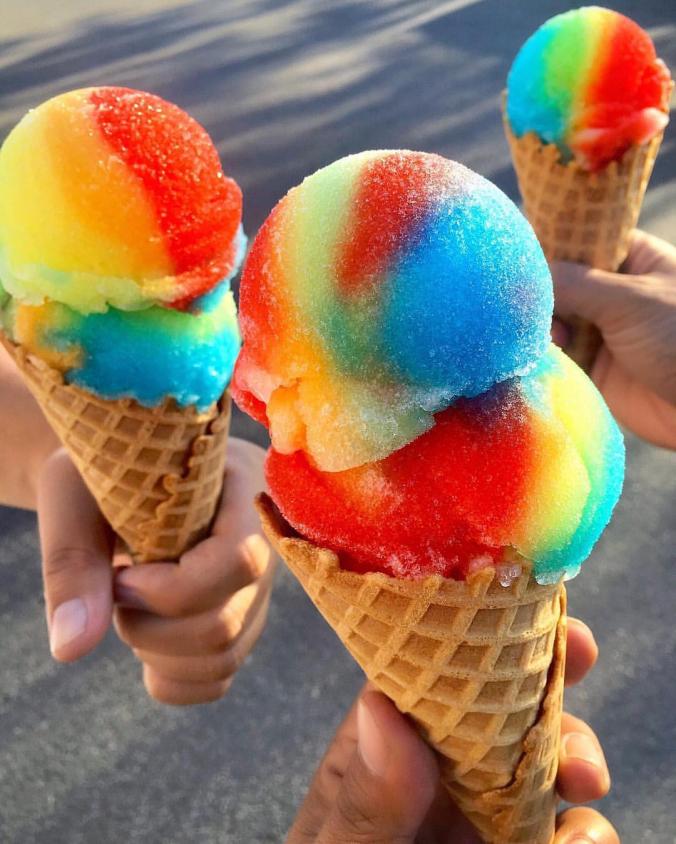 Rainbow Italian ice cones