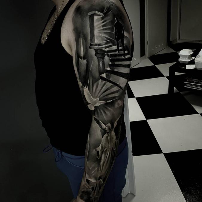 3D Sleeve Tattoo   3ce28bc8300bd7f8aa3421b59eeb853d 