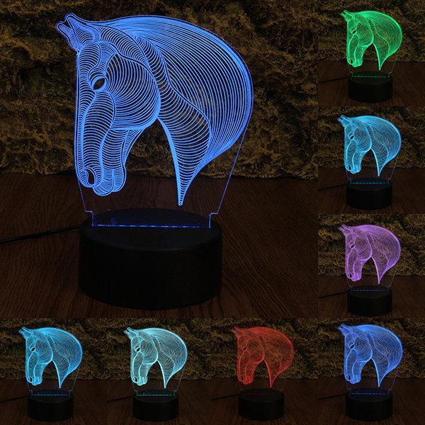 Horse Color Changeable D Night Light Acrylic Touch Control Lamp Decoration Gifts