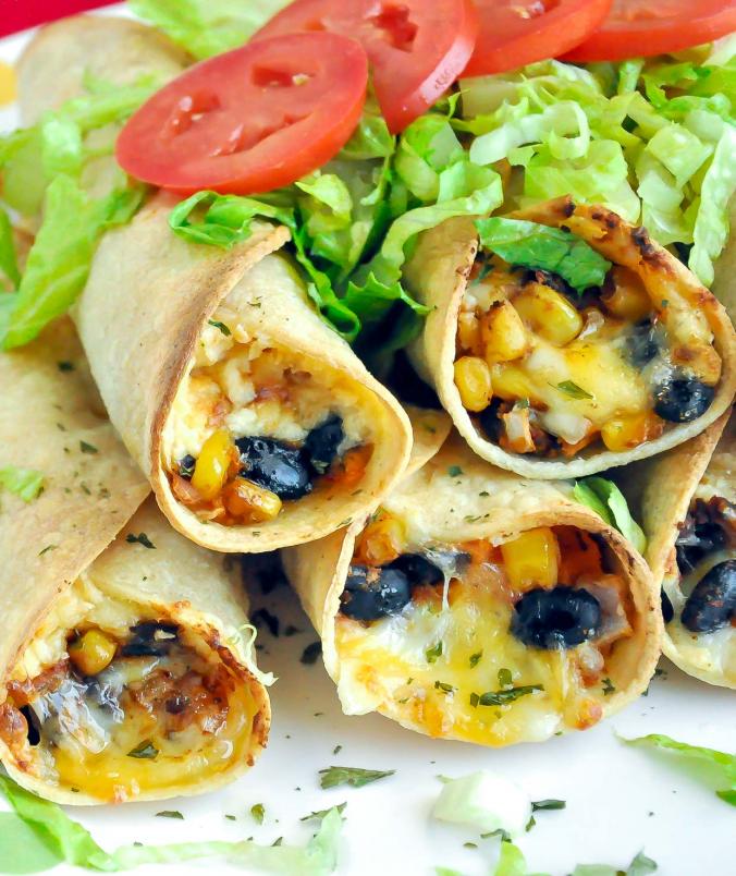 Baked Black Bean and Sweet Potato Flautas