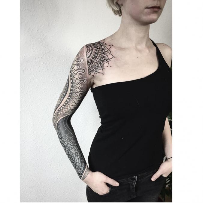 Full sleeve tattoo for women