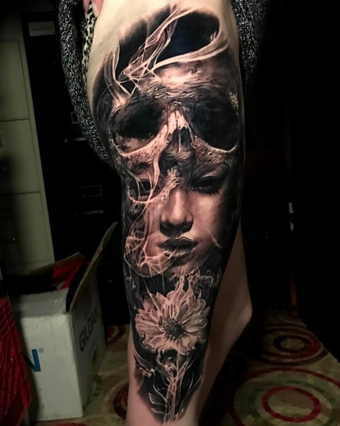 Skull sleeve tattoo