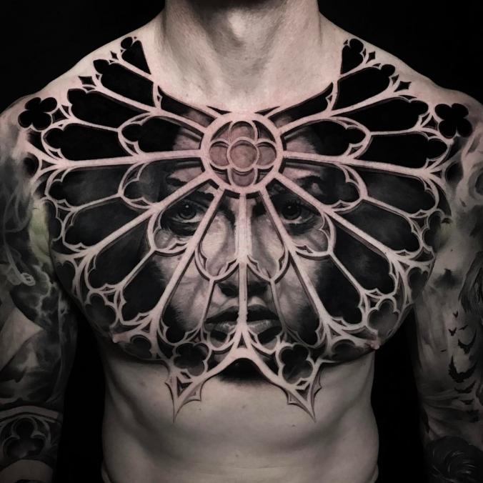3D chest tattoo