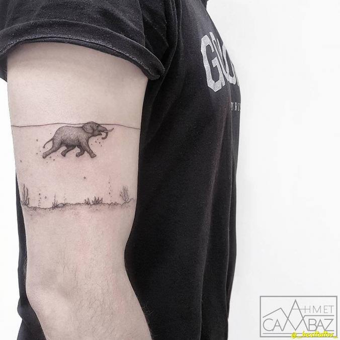 Elephant sleeve tattoo