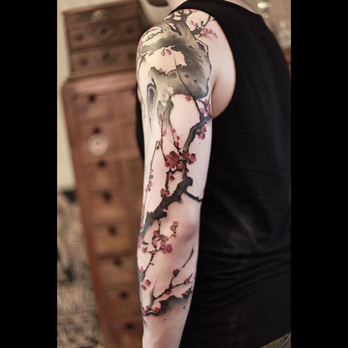 Flower full sleeve tattoo