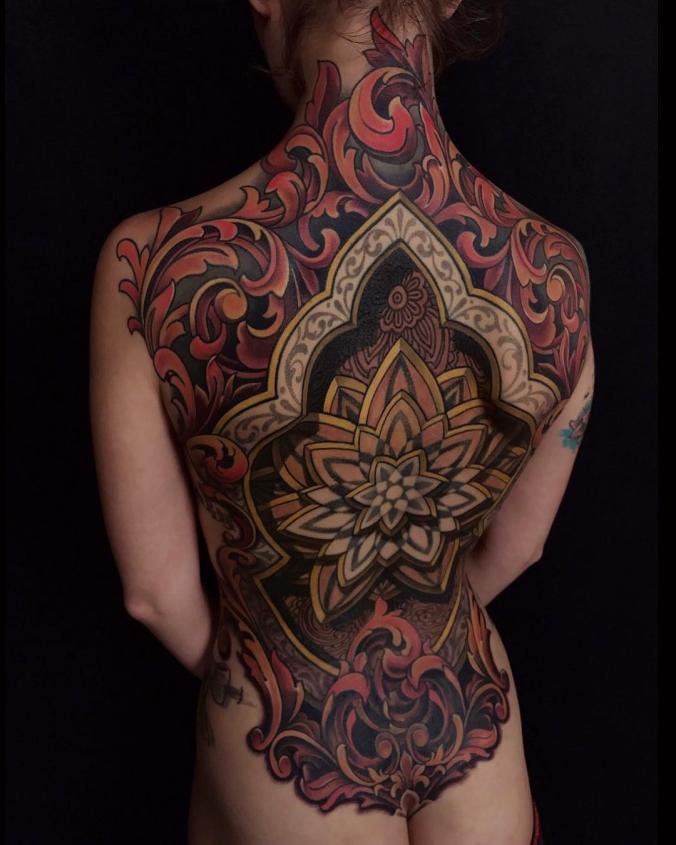 3D  Mandala full back tattoo