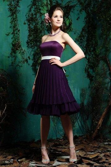 Robe simple violette courte pour mariage