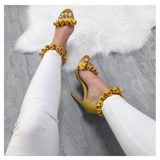 Penny Yellow Frill High Heels