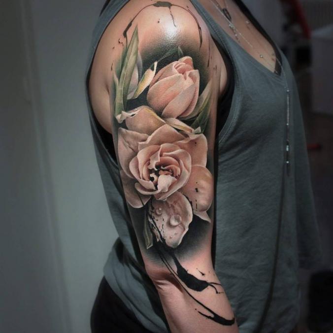3D flower tattoo