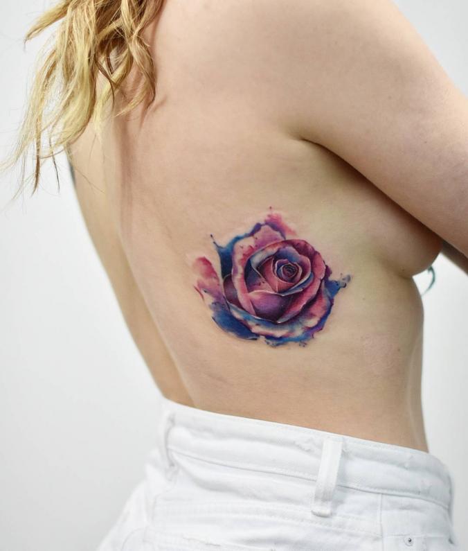 Beautiful  watercolor rose tattoo