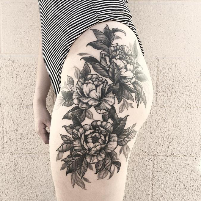 Flowers tattoo thigh tattoo