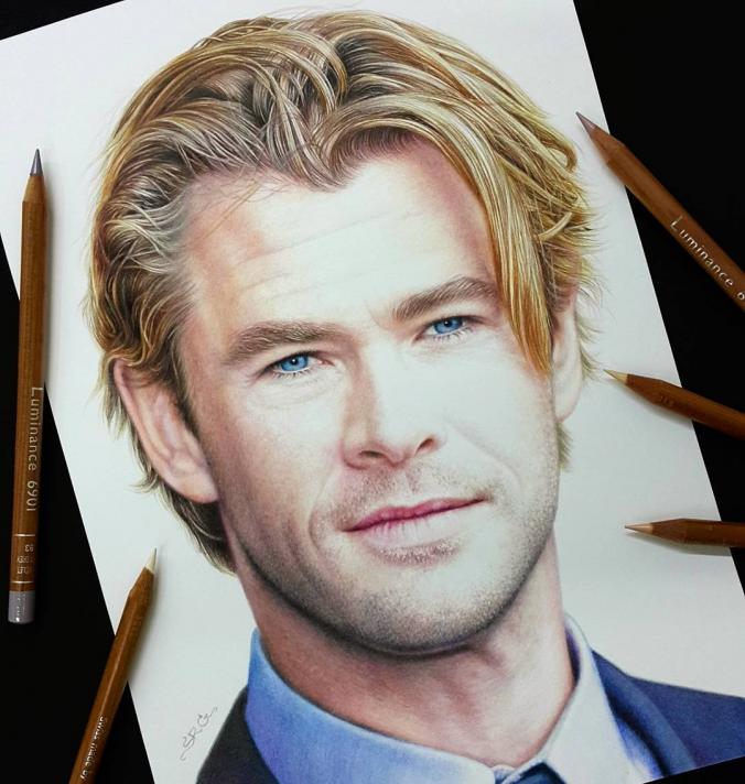 Wonderful Pencil Sketch Of Chris Hemsworth | DesiPainters.com