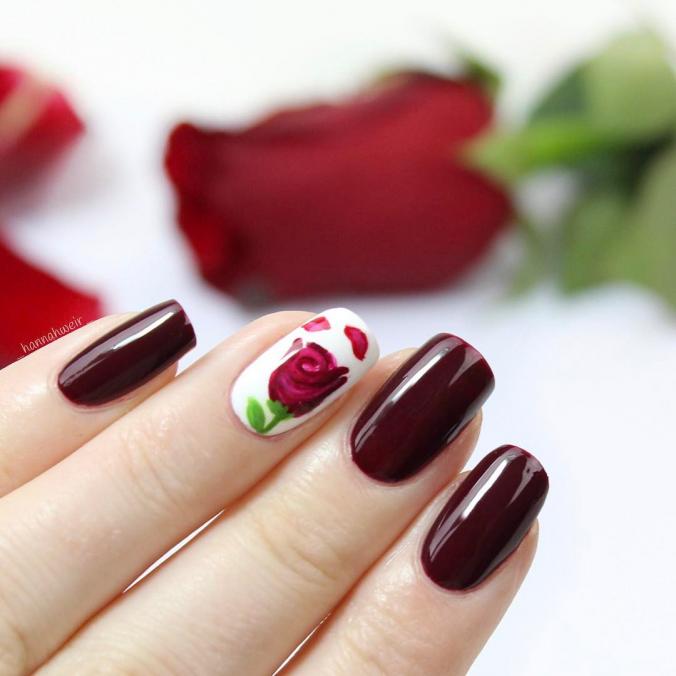 rose inspired nails