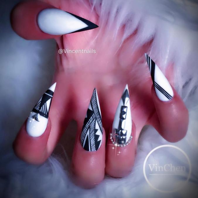 Cool black and white nail art