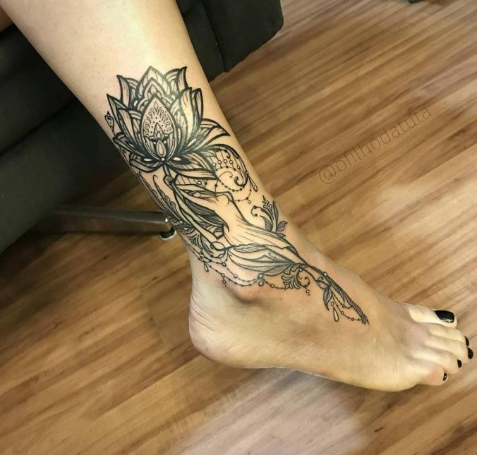 Mandala foot tattoo