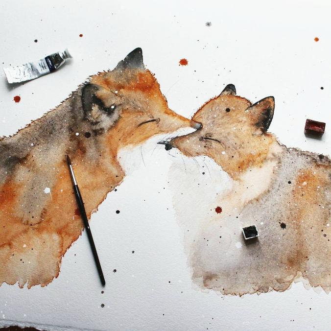 “Love ✨  Foxes watercolour
