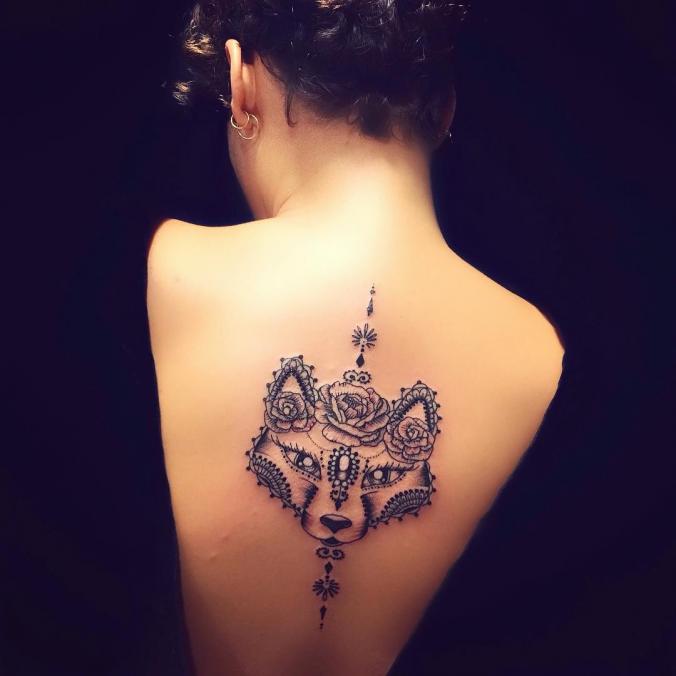 Mandala wolf tattoo