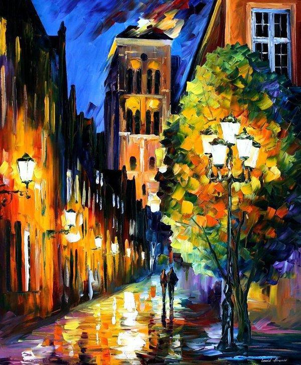 The Lights Of The Old Town by Leonid Afremov by Leonidafremov
