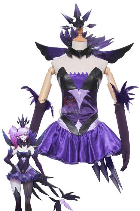 Buy LOL Lux Elementalist Dark Skin Purple Dress Cosplay Costumes - RoleCosplay.com