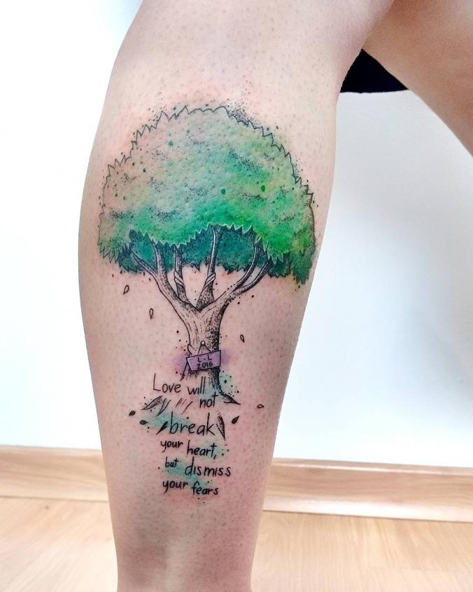 Watercolor tree tattoo