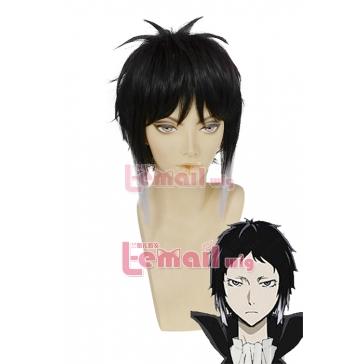 Anime Bungou Stray Dogs Ryunosuke Akutagawa Short Straight Black White Gradient Cosplay Wigs - L-email Cosplay Wig