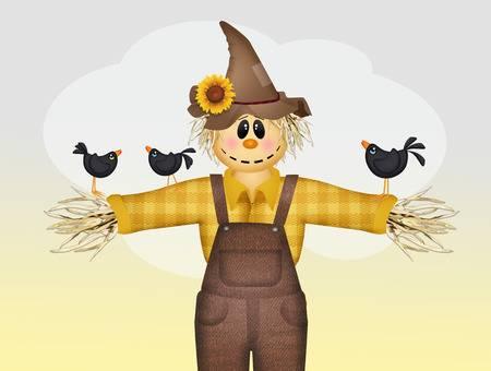 scarecrow and crows Stock Photo - 103262742