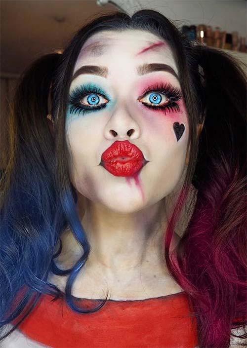 Harley Quinn Halloween makeup