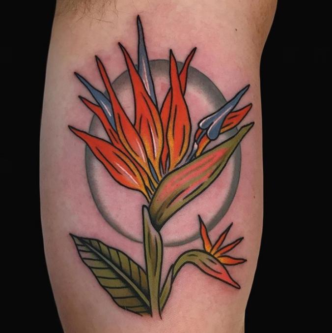 Bird of Paradise Flower Foot Tattoo