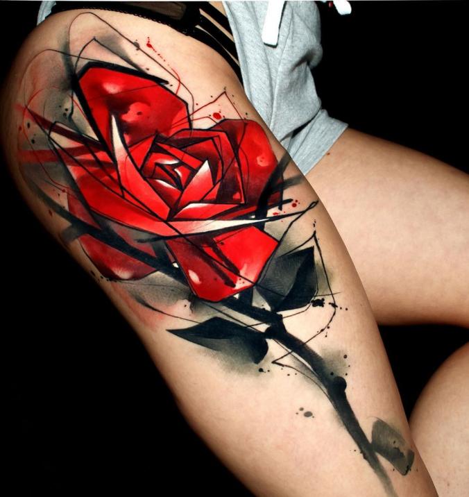 Thigh flower tattoo
