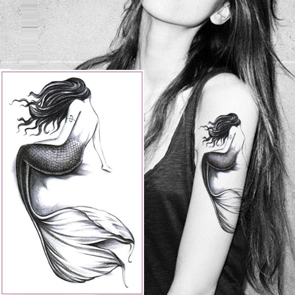 Grey-scaled Mermaid tattoo