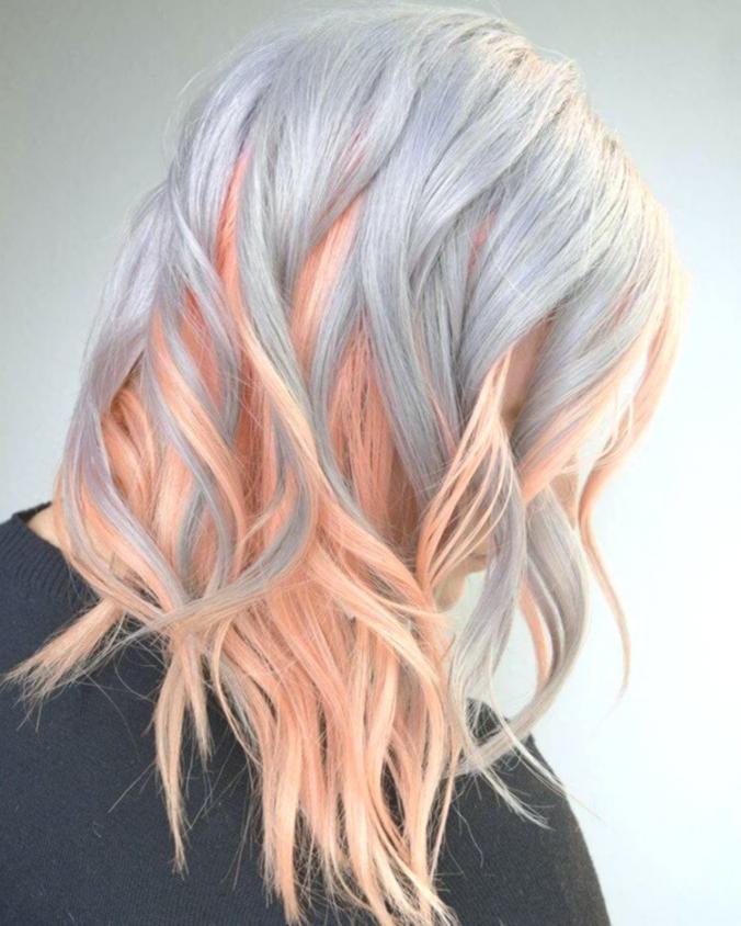 Silver and Pink Waves for Fine Hair