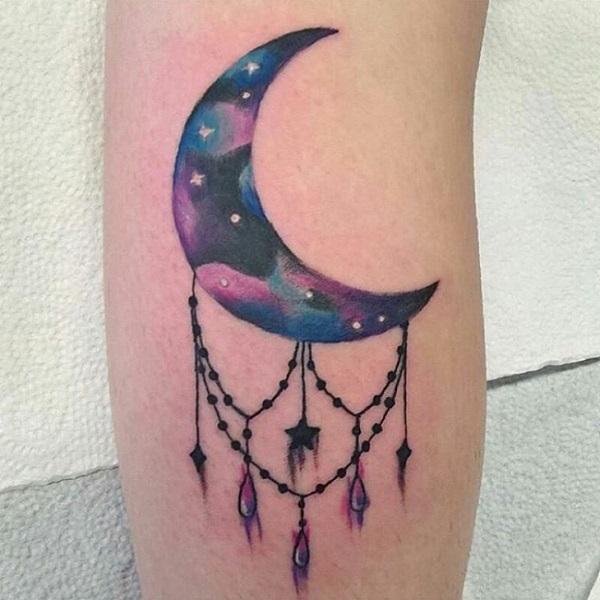 The Crescent Moon Shaped Galaxy Tattoo Idea