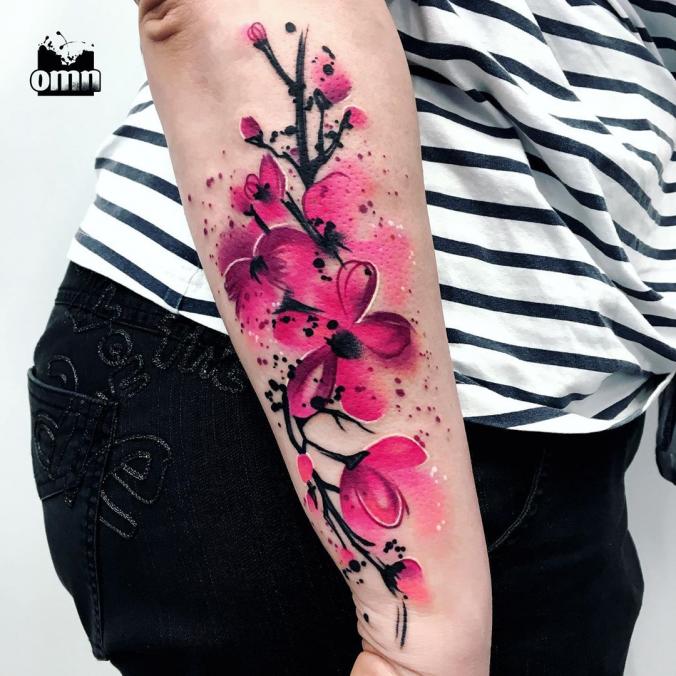 Matching tattoos - cherry blossom  