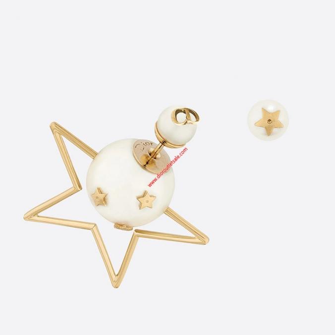 Dior Tribales Star Asymmetric Earrings Gold