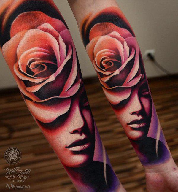 Rose headpiece tattoo