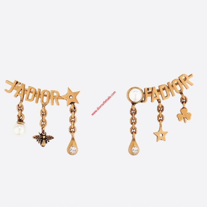 J'Adior Drop Charms Asymmetric Earrings Gold